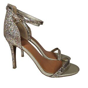 14th and Union Glittery‎ Metallic Strappy Stiletto High Heel Sandals Women 9.5M
